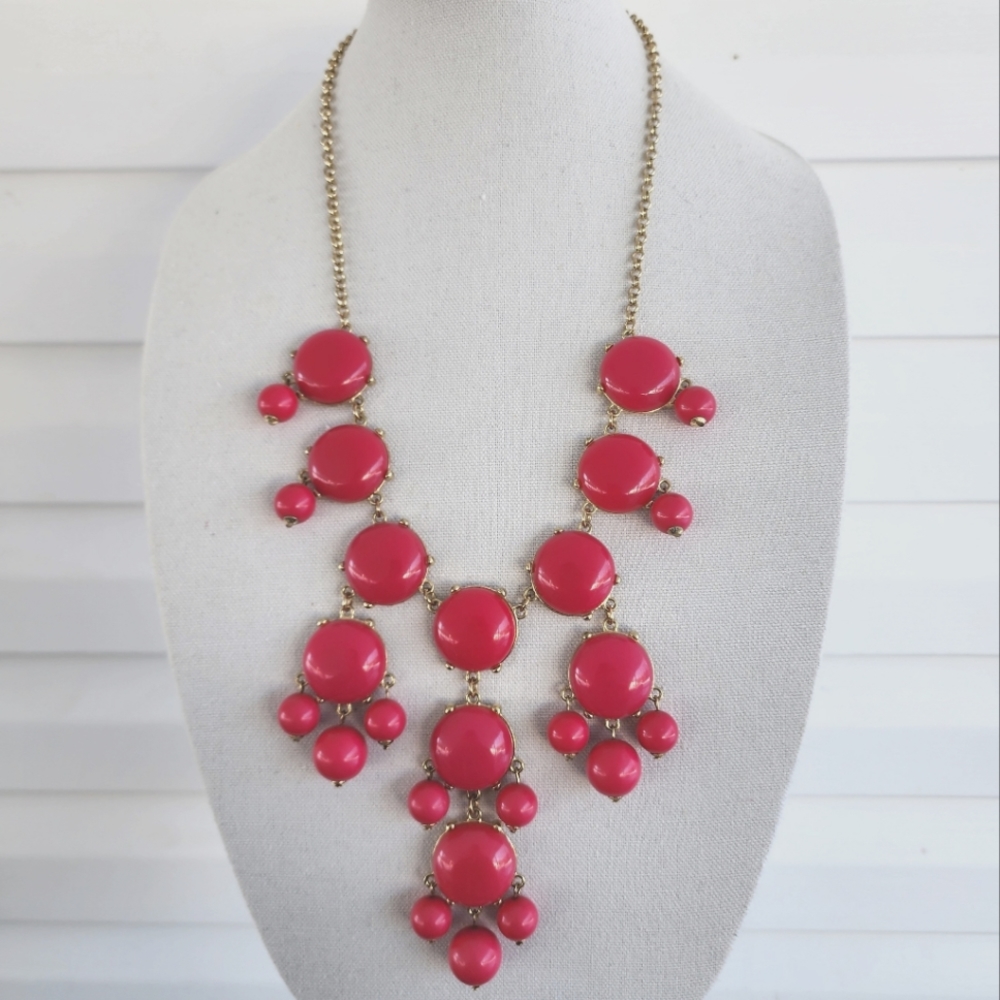 Erica Lyons Bubble Necklace Pink and Gold Tone Statement Necklace NWT